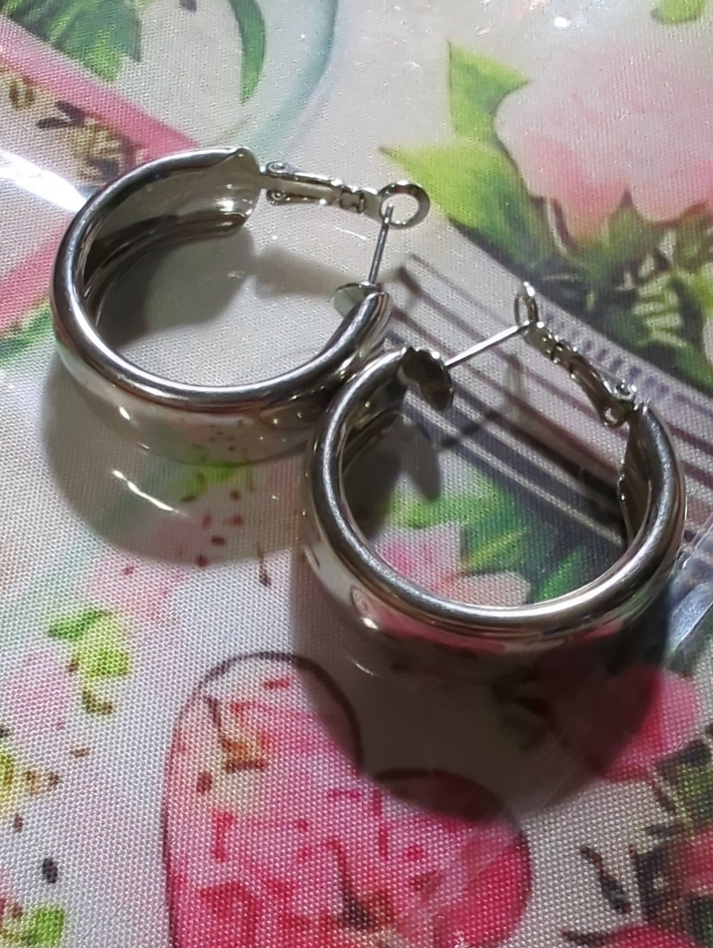 Vintage Pierced Lever Back Silver Tone Post Hoop Earrings